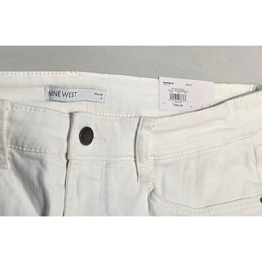 Nine West Womens White Mid Rise Raw Hem Denim Shorts Size 8 WW21D020RW3A - Picture 4 of 5